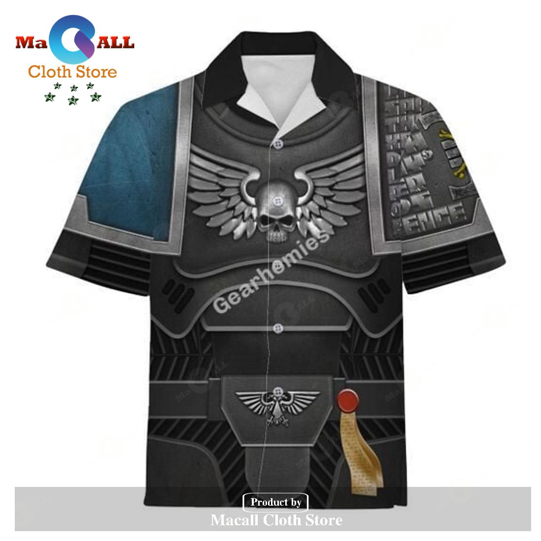 Gearhomies Unisex Hawaiian Shirt Space Marines Deathwatch 3D Costumes