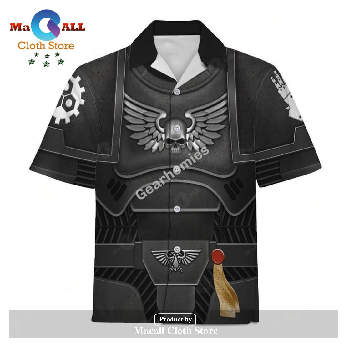 Gearhomies Unisex Hawaiian Shirt Space Marines Iron Hands 3D Costumes