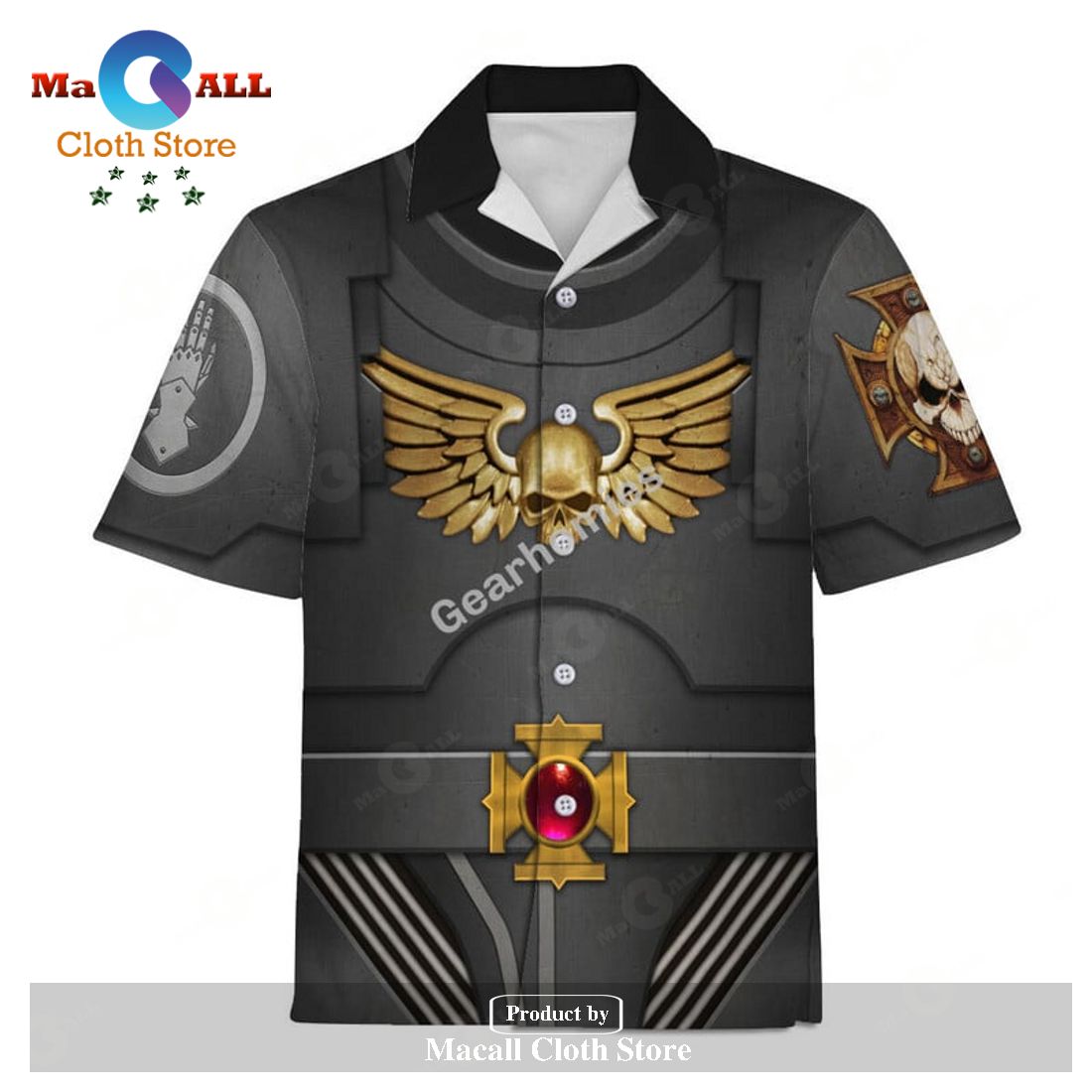 GearHomies Unisex Hawaiian Shirt Terminator Armor Iron Hands 3D Costumes GearHomies Unisex Hawaiian Shirt Terminator Armor Iron Hands 3D Costumes