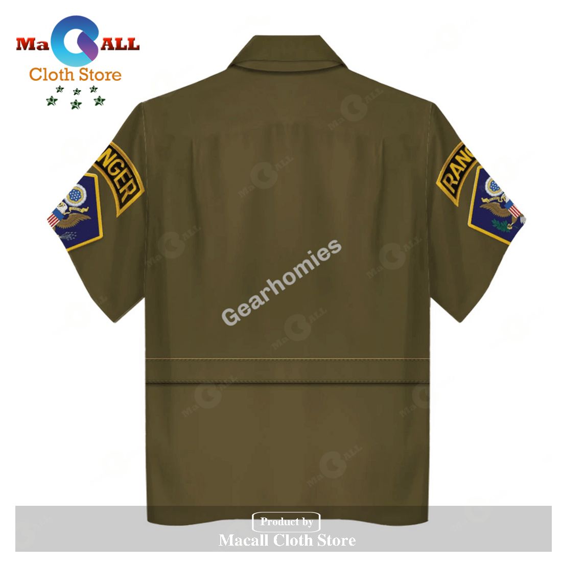 Gearhomies Unisex Hawaiian Shirt US Army Greens Historical 3D Apparel Gearhomies Unisex Hawaiian Shirt US Army Greens Historical 3D Apparel