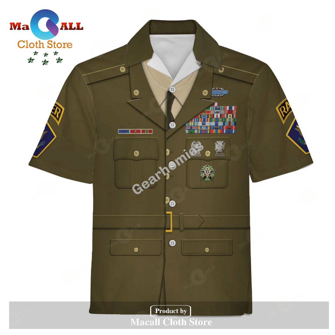 Gearhomies Unisex Hawaiian Shirt US Army Greens Historical 3D Apparel Gearhomies Unisex Hawaiian Shirt US Army Greens Historical 3D Apparel