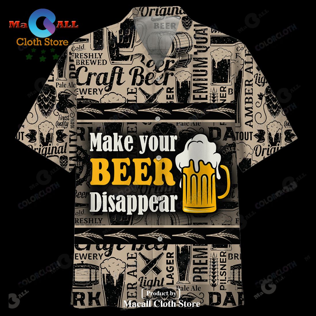 Gifury Beer Hawaiian Shirt Vintage Make Your Beer Disappear Black