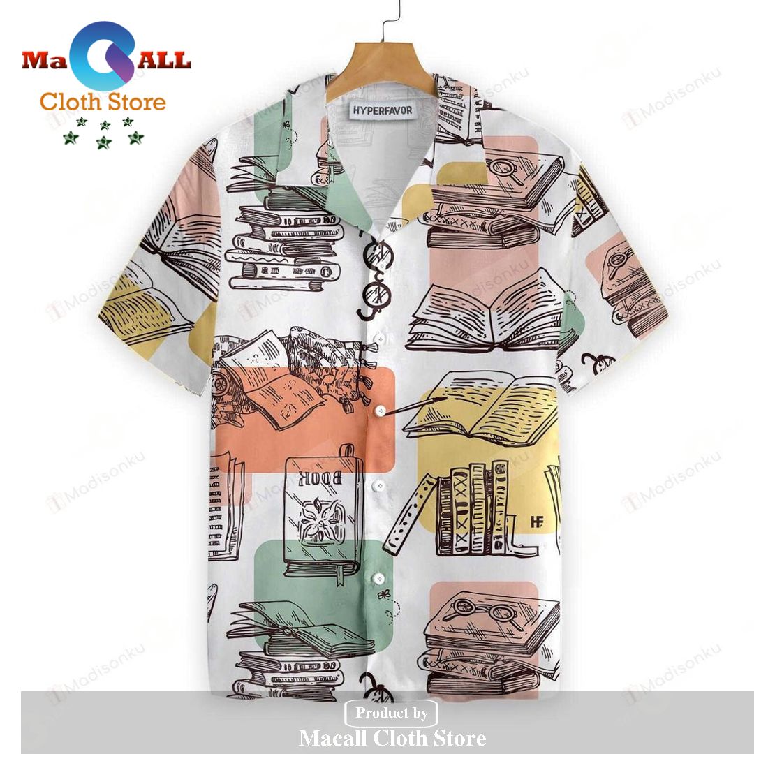 Gifury Book Hawaiian Shirt Book Reading Teacher Vintage White Aloha Shirt
