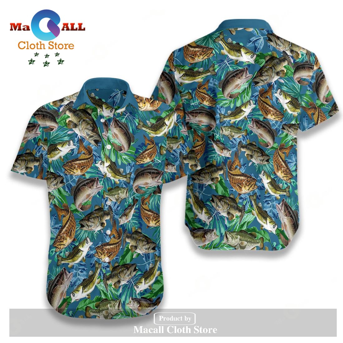 Gifury Fishing Hawaiian Shirt Fishing Aloha Shirt Bass Fish Pattern Gifury Fishing Hawaiian Shirt Fishing Aloha Shirt Bass Fish Pattern