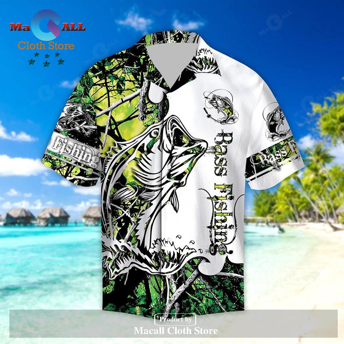 Gifury Fishing Hawaiian Shirt Fishing Aloha Shirt Bass Fishing White G Gifury Fishing Hawaiian Shirt Fishing Aloha Shirt Bass Fishing White G