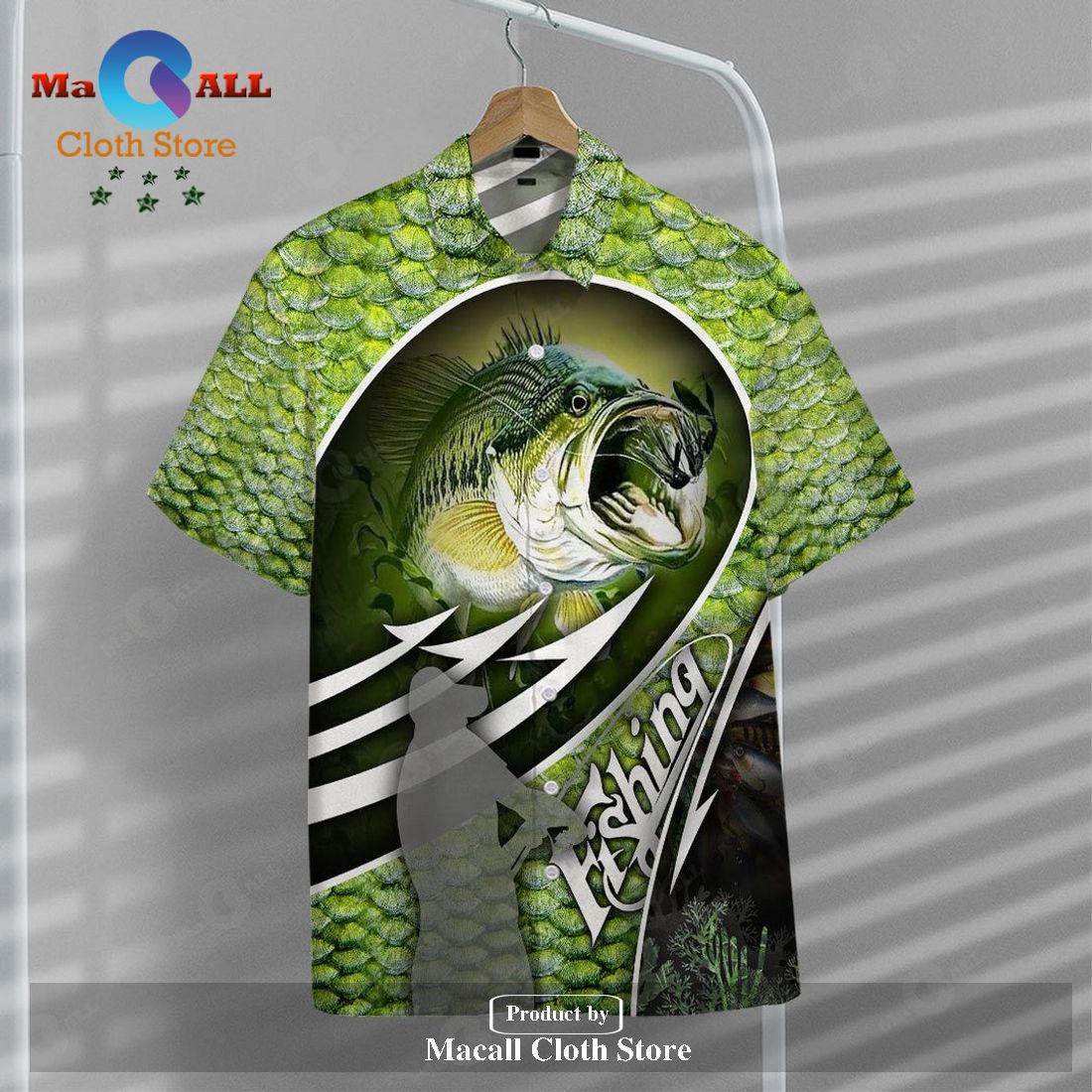 Gifury Fishing Hawaiian Shirt Fishing Aloha Shirt Green Fish Skin Bass Gifury Fishing Hawaiian Shirt Fishing Aloha Shirt Green Fish Skin Bass