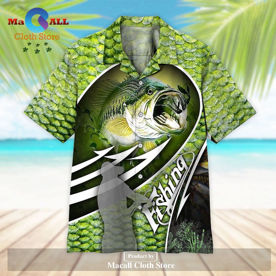 Gifury Fishing Hawaiian Shirt Fishing Aloha Shirt Green Fish Skin Bass Gifury Fishing Hawaiian Shirt Fishing Aloha Shirt Green Fish Skin Bass