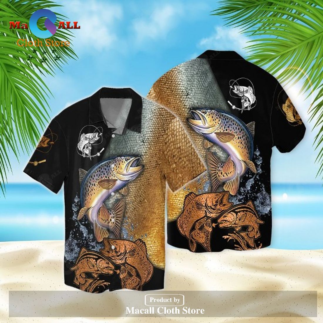 Gifury Fishing Hawaiian Shirt Fishing Aloha Shirt Trout Fish Fishing - Macall Cloth Store ...