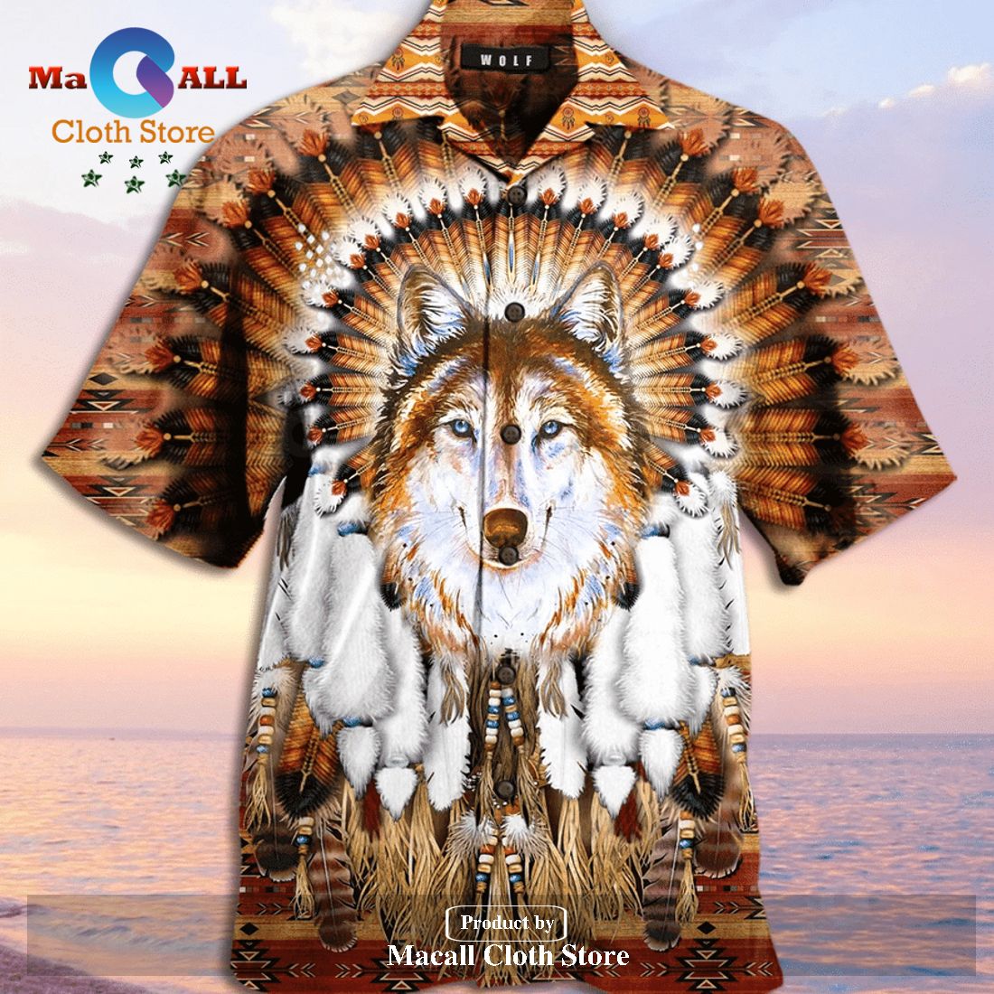Gifury Native American Hawaii Shirt Native Wolf Feather Hawaiian Shirt Gifury Native American Hawaii Shirt Native Wolf Feather Hawaiian Shirt