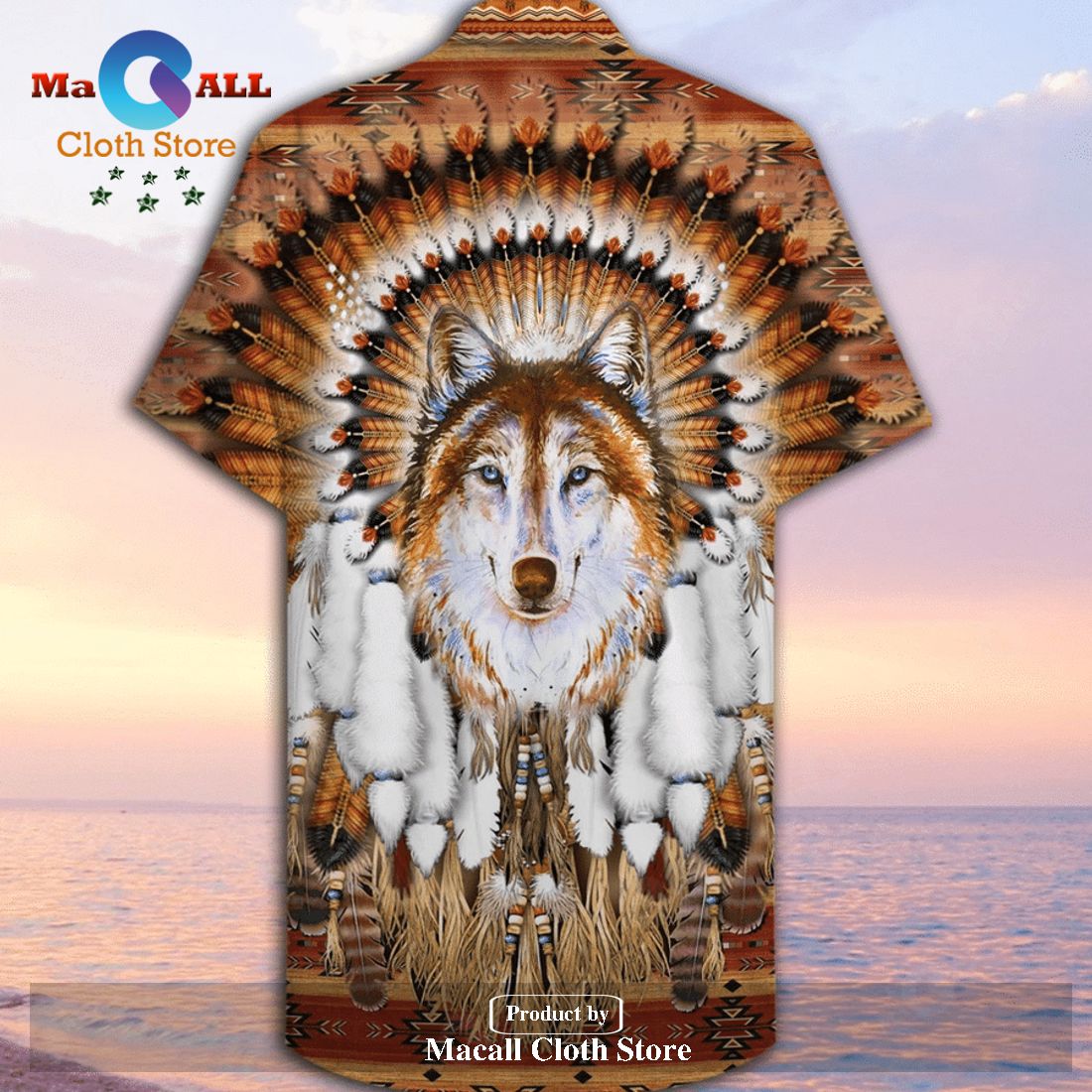 Gifury Native American Hawaii Shirt Native Wolf Feather Hawaiian Shirt Gifury Native American Hawaii Shirt Native Wolf Feather Hawaiian Shirt