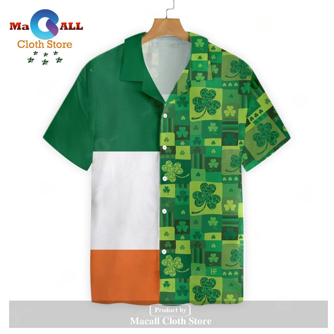 Gifury St Patrick's Day Hawaii Shirt Ireland Flag Four Leaf Clover Pat Gifury St Patrick's Day Hawaii Shirt Ireland Flag Four Leaf Clover Pat