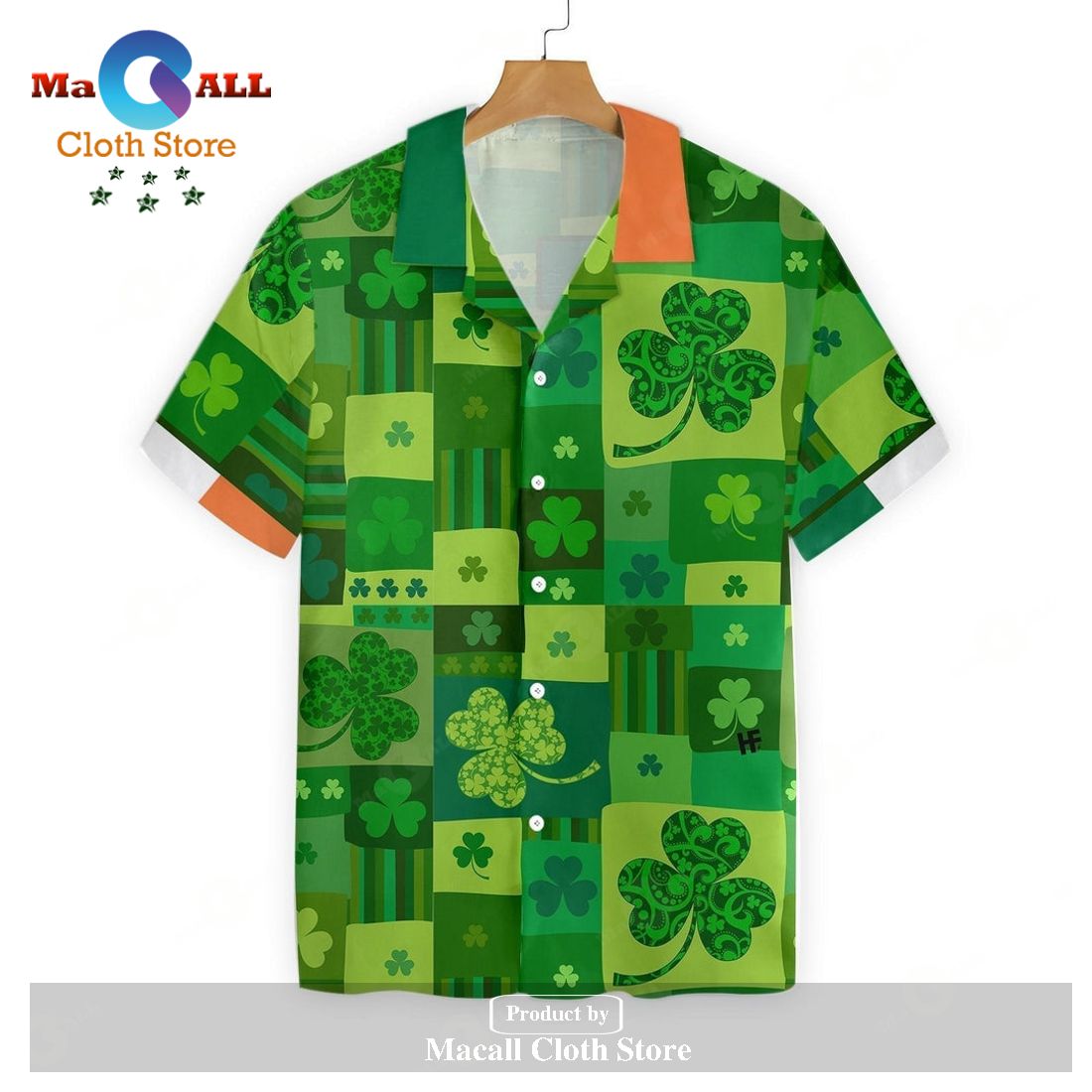 Gifury St Patrick’s Day Hawaii Shirt Lucky Four Leaf Clover Pattern