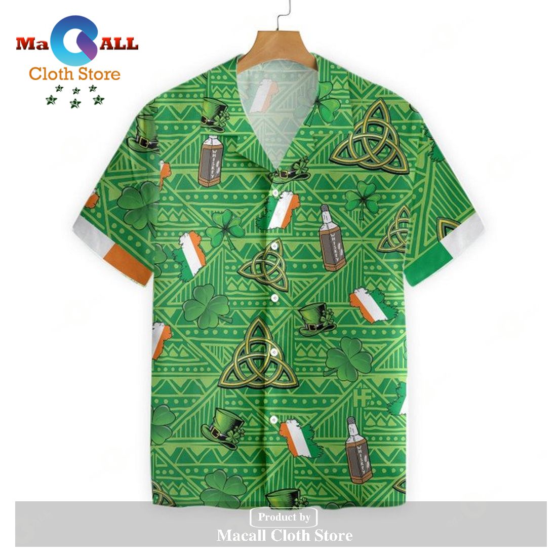 Gifury St Patrick’s Day Hawaii Shirt Wine Celtic Knot Irish Flag Green