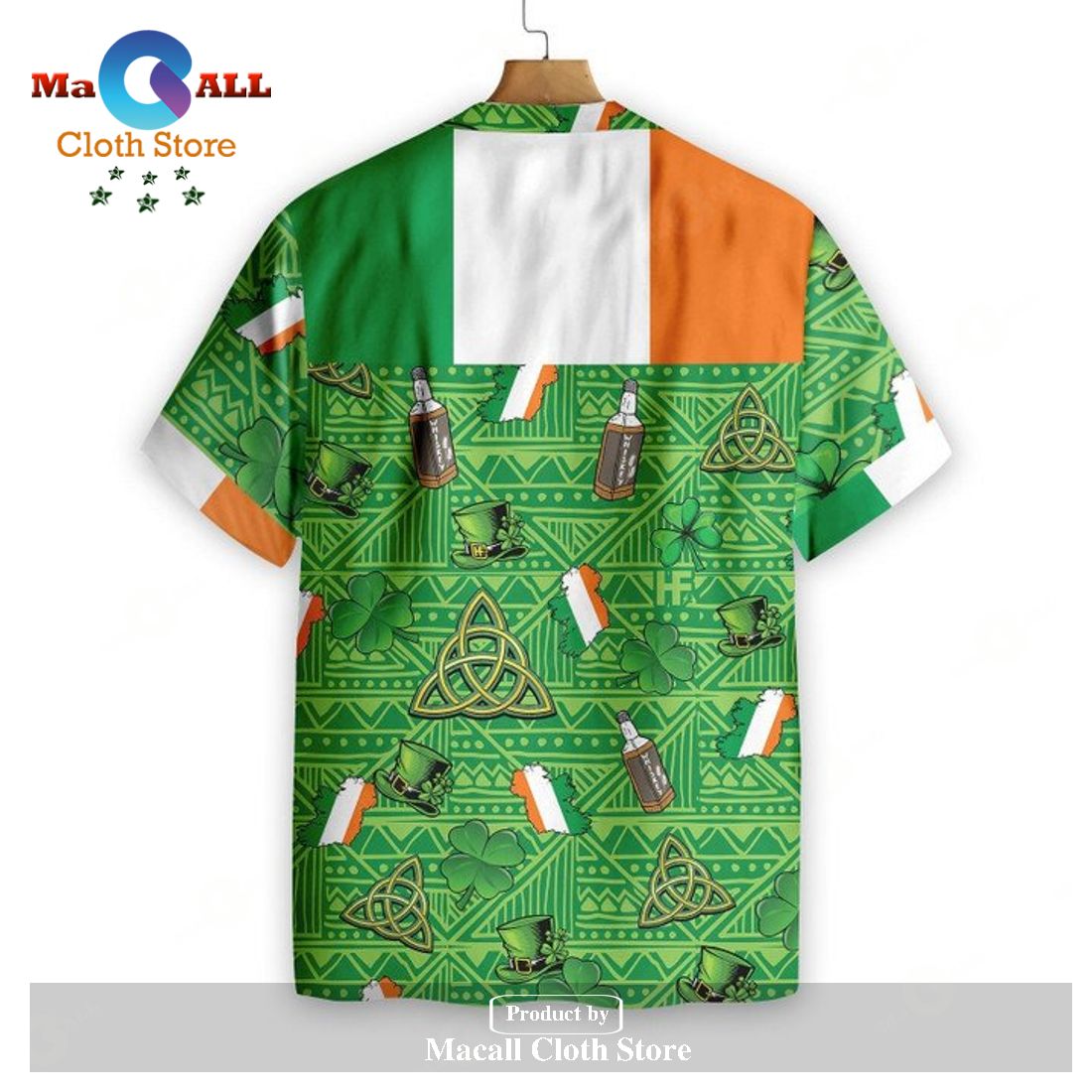 Gifury St Patrick’s Day Hawaii Shirt Wine Celtic Knot Irish Flag Green