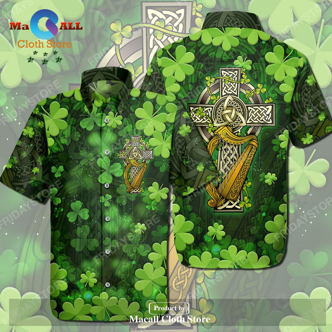 Gifury St Patrick’s Day Hawaiian Shirt Irish The Celtic Cross St Patri Hawaiian Shirt