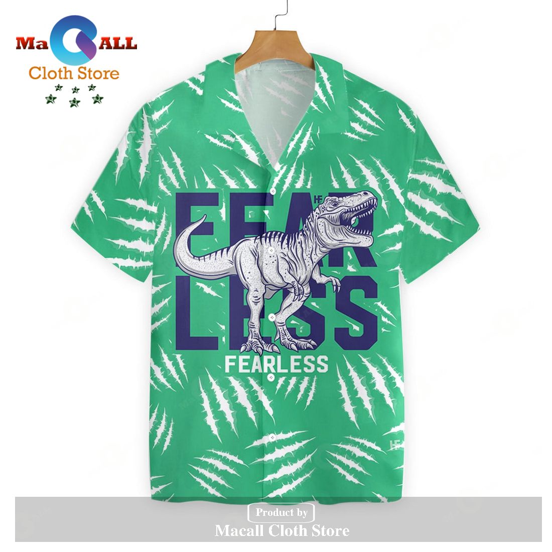 Gifury T-rex Dinosaur Aloha Shirt Fearless T-rex Dinosaur Hawaiian Shirt