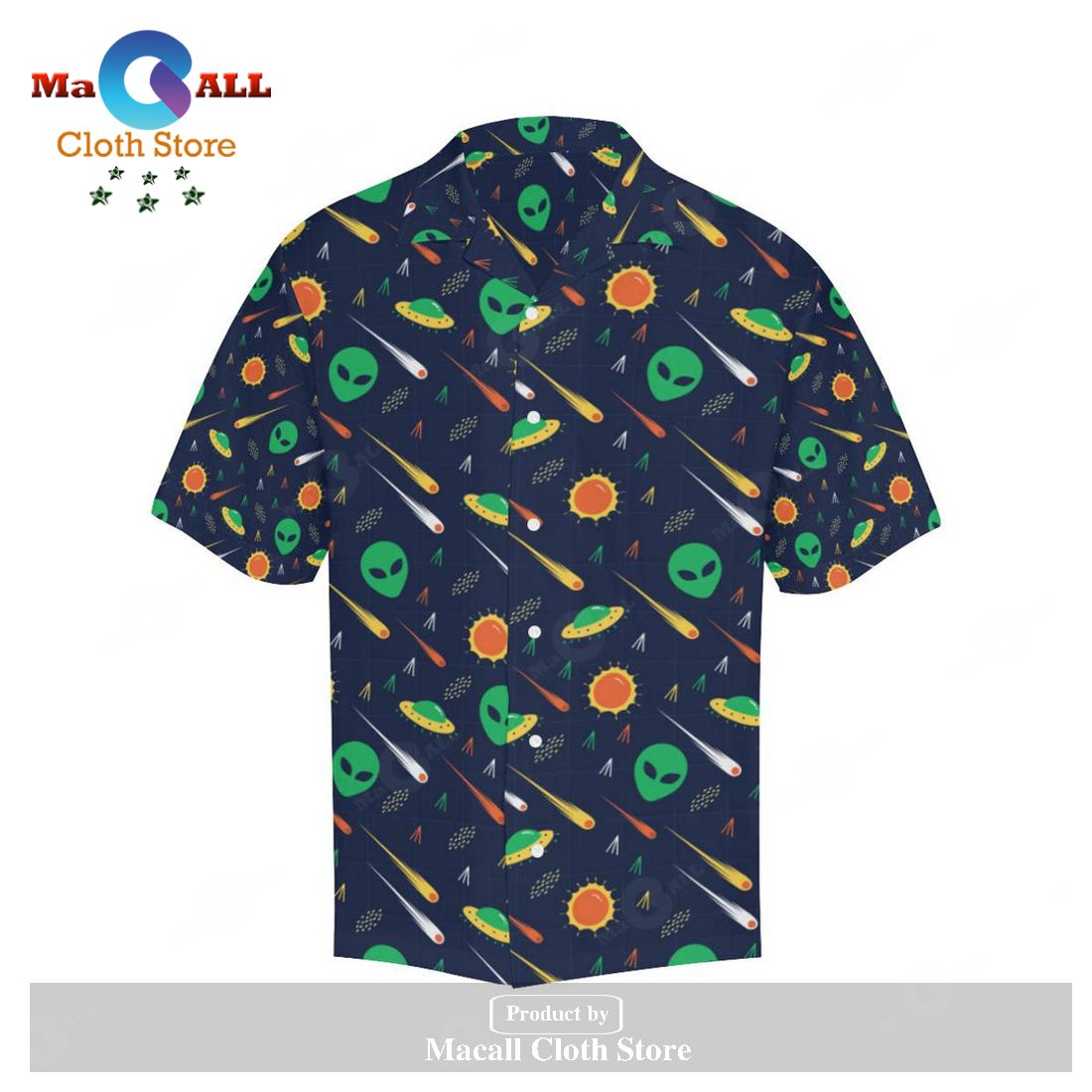 Gifury UFO Alien Hawaiian Shirt Alien UFO Comet Pattern Hawaii Shirt_