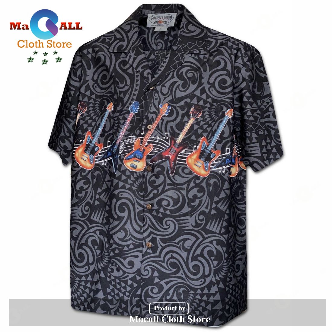 Guitar Rock Black Hawaiian Shirt and Shorts Guitar Rock Black Hawaiian Shirt and Shorts