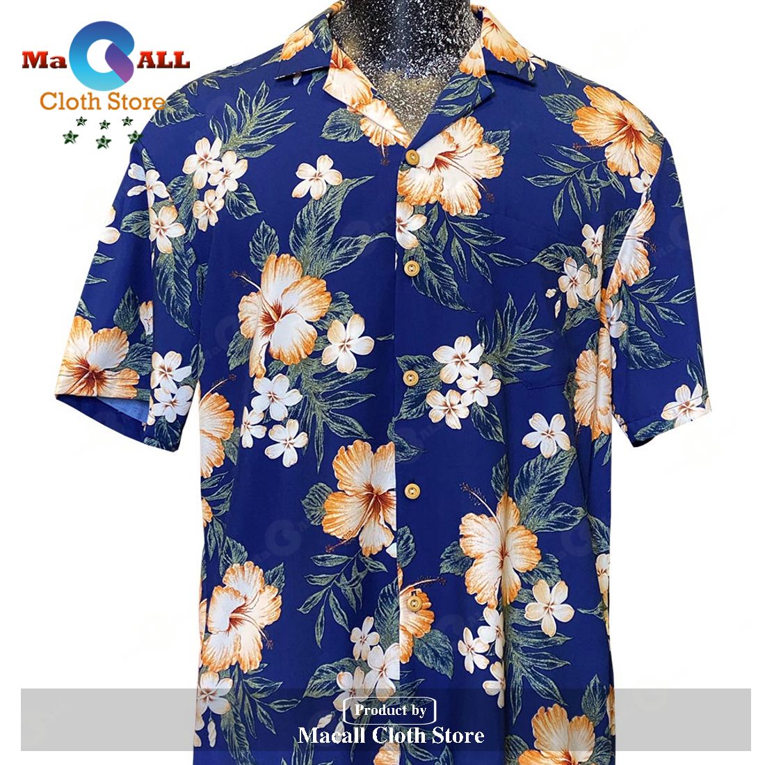 Hibiscus Resort Navy Hawaiian Shirt and Shorts - Macall Cloth Store ...