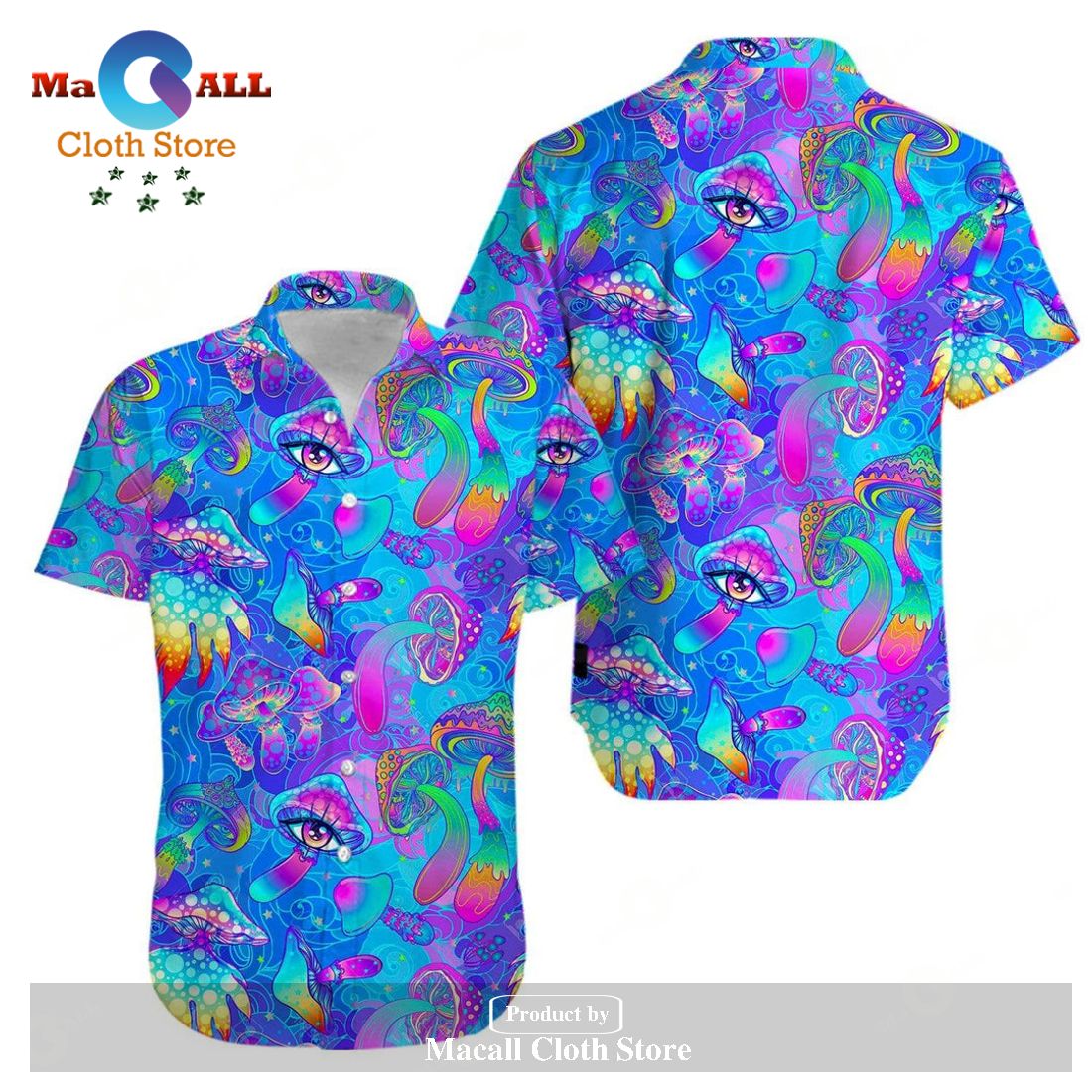 Hippie Hawaii Shirt Hippie Trippy Eyes Mushroom Blue Pink Hawaiian_ Hippie Hawaii Shirt Hippie Trippy Eyes Mushroom Blue Pink Hawaiian_