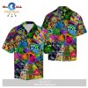Hippie Hawaiian Shirt Peace Sign Finger Hand Hippie Van Pattern Orange