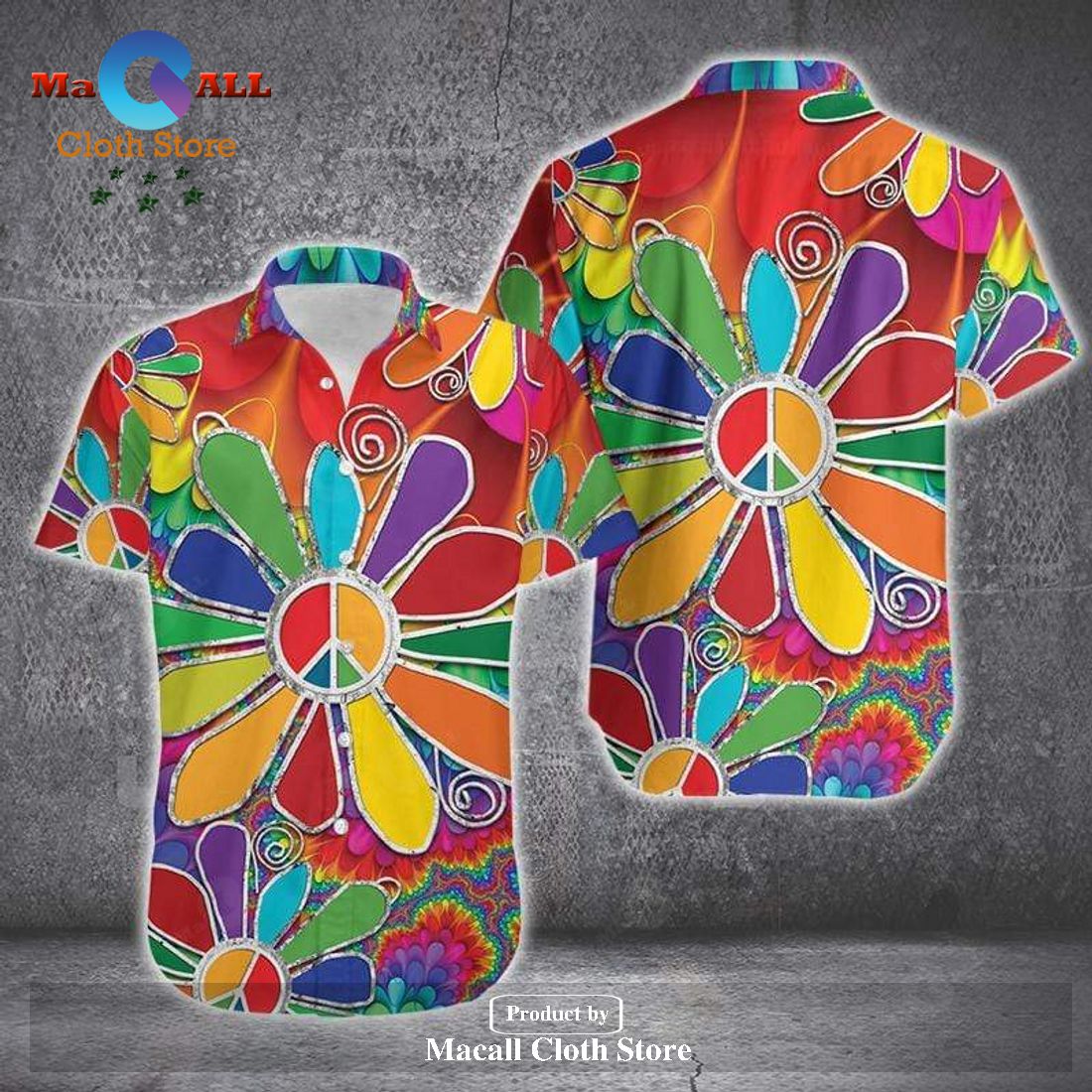 Hippie Shirt Hippie Flowers Peace Signs Colorful Hawaiian Aloha Shirt Hippie Shirt Hippie Flowers Peace Signs Colorful Hawaiian Aloha Shirt