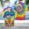Hippie Shirt Hippie Peace Symbol Leaves Green Blue Hawaiian Aloha Shir