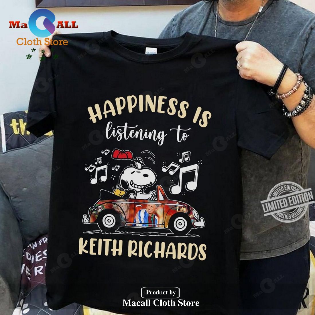 Happiness is listening to Keith Richards Unisex Classic T-Shirt Hoodie Sweatshirt Happiness is listening to Keith Richards Unisex Classic T-Shirt Hoodie Sweatshirt