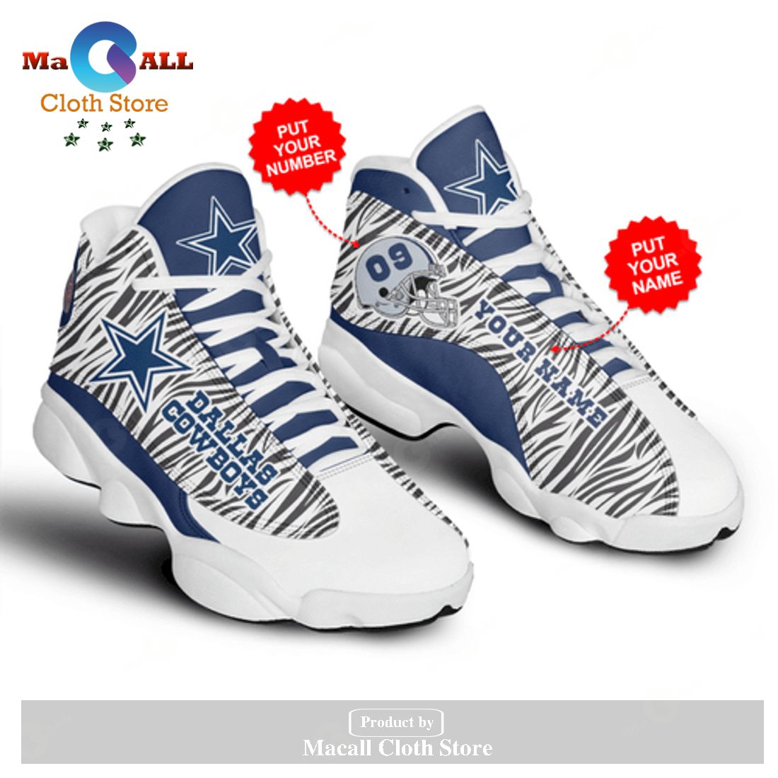 Dallas Cowboys NFL ootball Air Jordan 13 Shoes Sneaker,  Gifts For Men Women POD Design