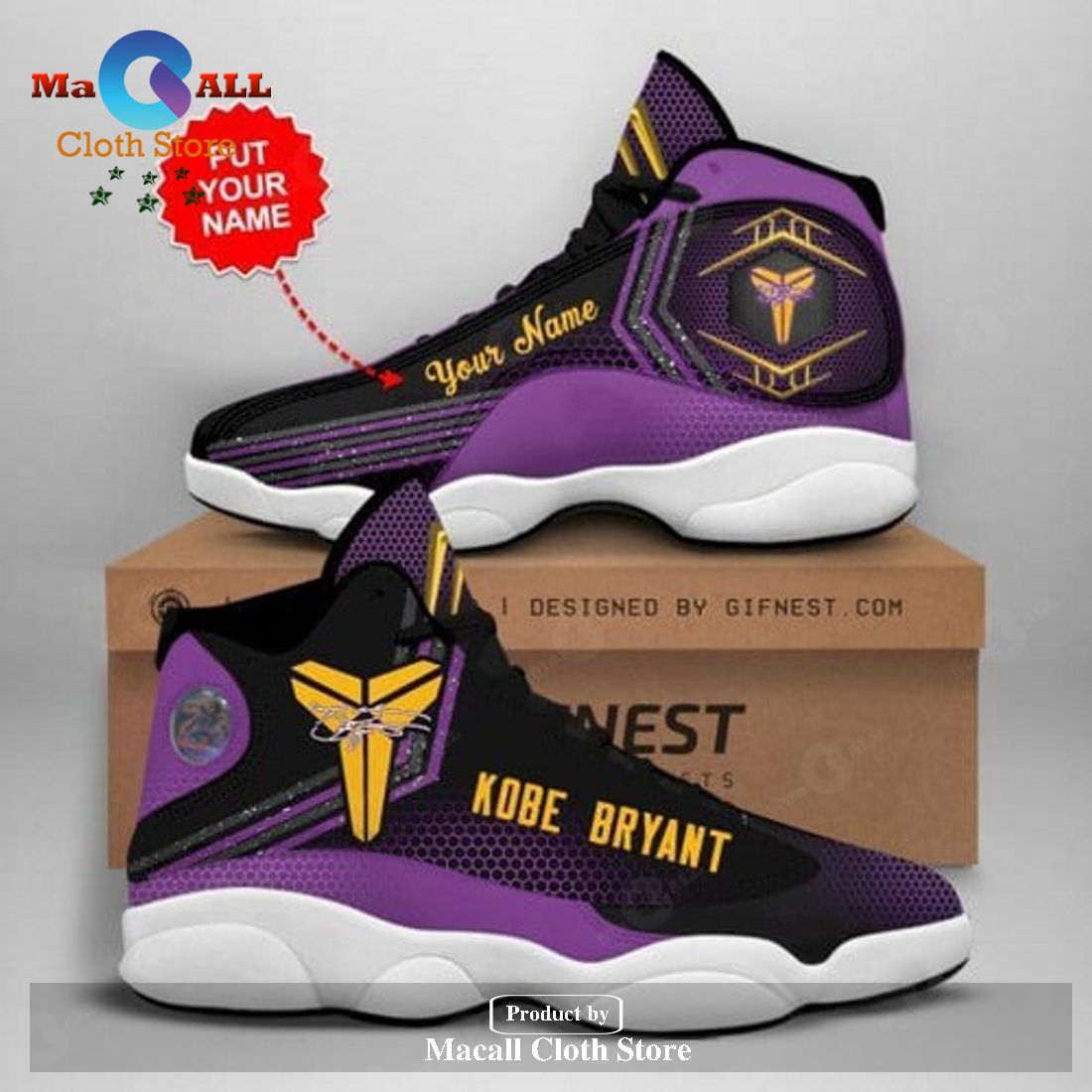 Kobe Bryant Larkers Shoes ,Air Jordan 13 Shoes Sneaker, Gifts For Men Women POD Design Kobe Bryant Larkers Shoes ,Air Jordan 13 Shoes Sneaker, Gifts For Men Women POD Design