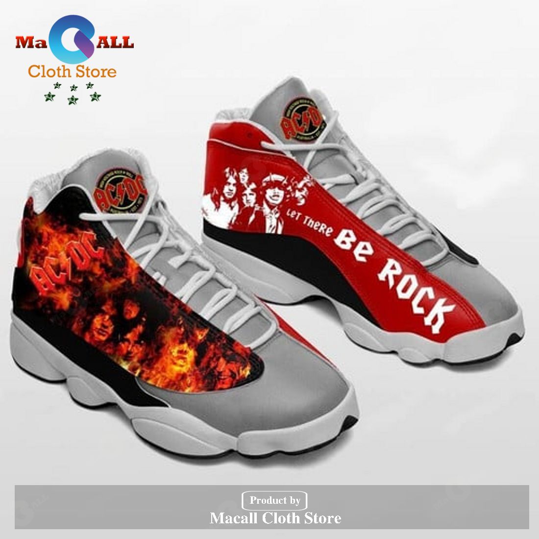 ACDC Rock Band form AIR Jordan 13 Sneakers Hard Rock, Gift Shoes For Fan POD Design