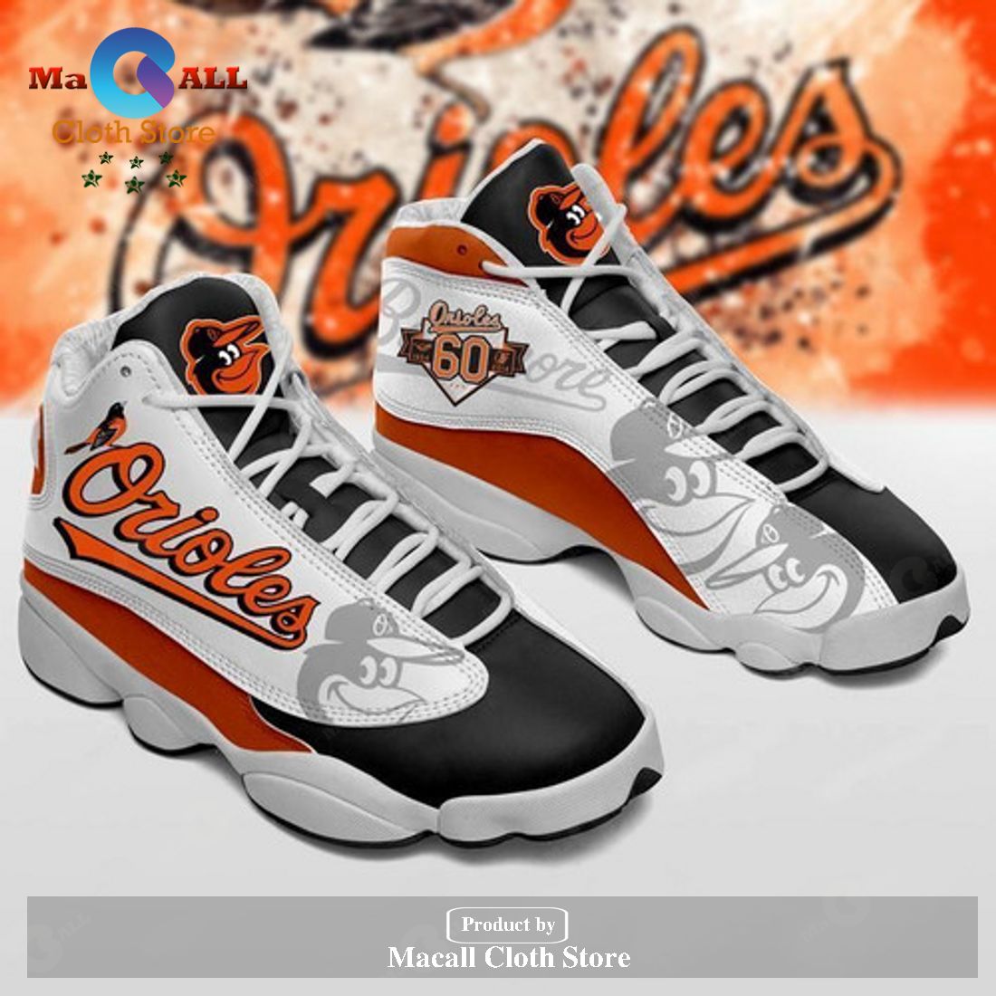 Baltimore Orioles form AIR Jordan 13 Sneakers Baseball Sneaker-Gift Shoes For Fan POD Design