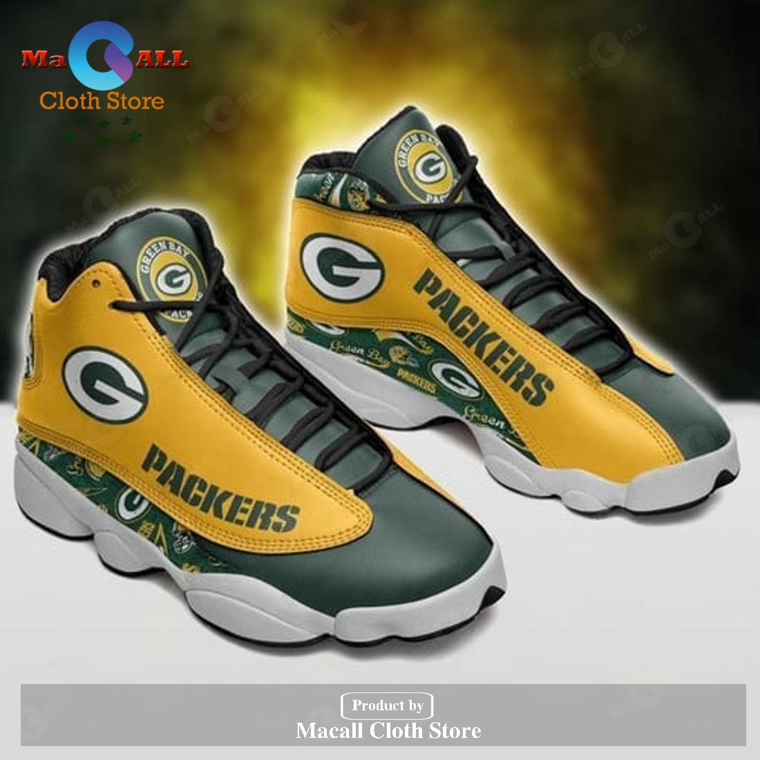 Green Bay Packers football team form AIR Jordan 13 Sneakers – Gift Shoes For Fan POD Design – HA11