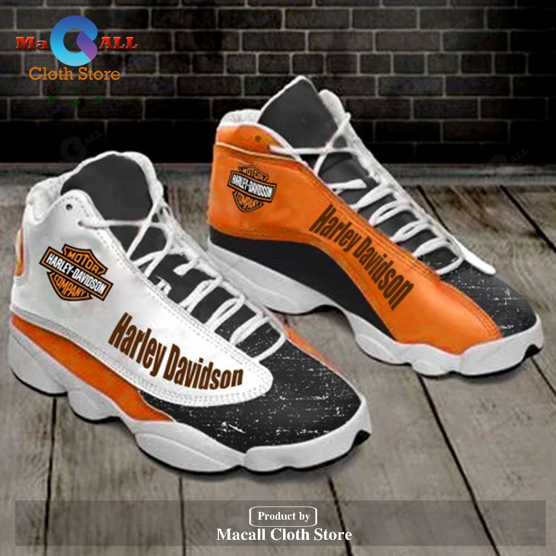Harley Davision Moto Cycles form AIR Jordan 13 Sneakers – Football Team Gift Shoes For Fan POD Design