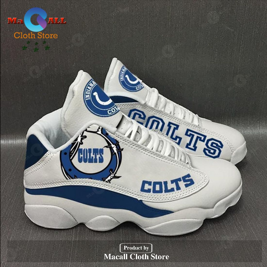 Indianapolis Colts Camo Pattern Air Jordan 13 Shoes For Fans