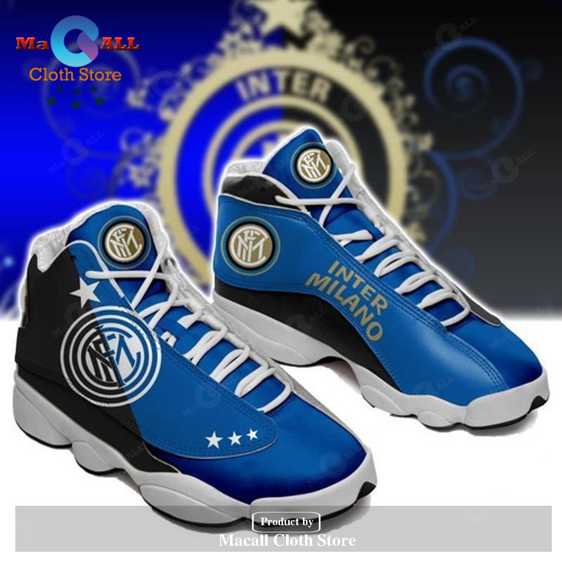 Inter Milan form AIR Jordan 13 SneakersFootball Sneakers – Gift Shoes For Fan POD Design