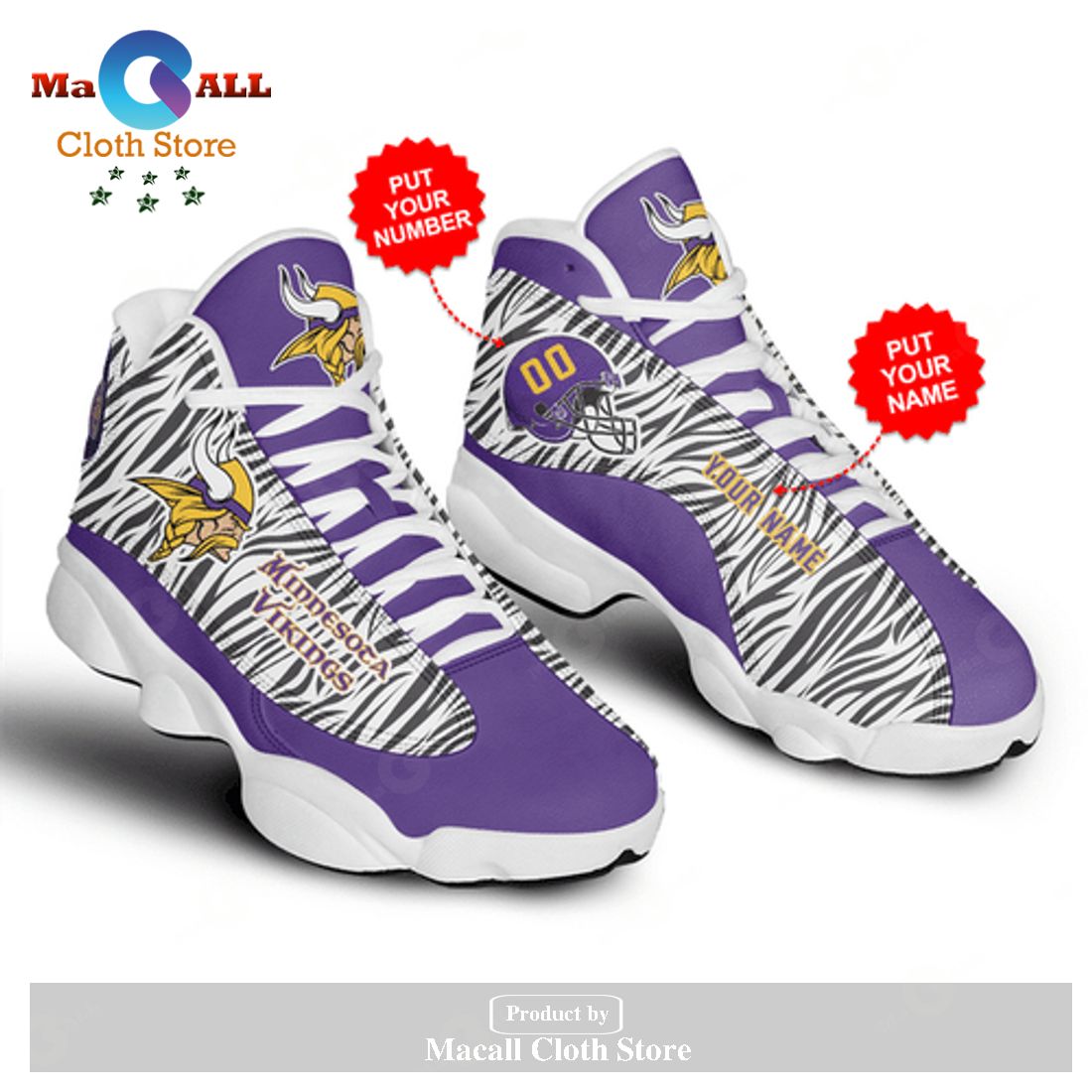 Minnesota Vikings Personalized Name NFL Air Jordan 4 Trending Sneaker  Special Gift For Fans Men Women