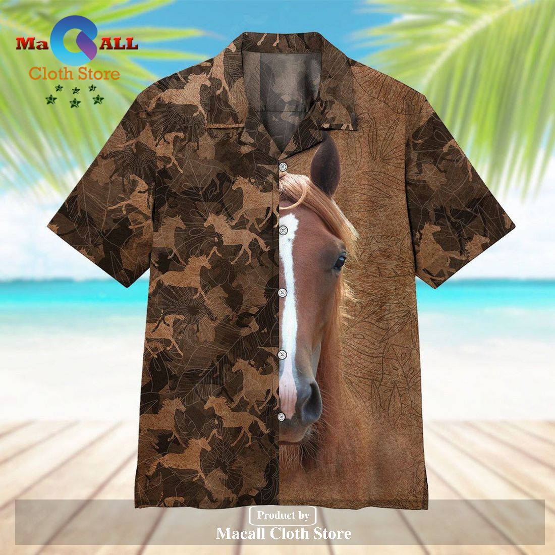 Horse Hawaiian Shirt Horse Pattern 3d Brown Horse Lover Hawaii Aloha ...