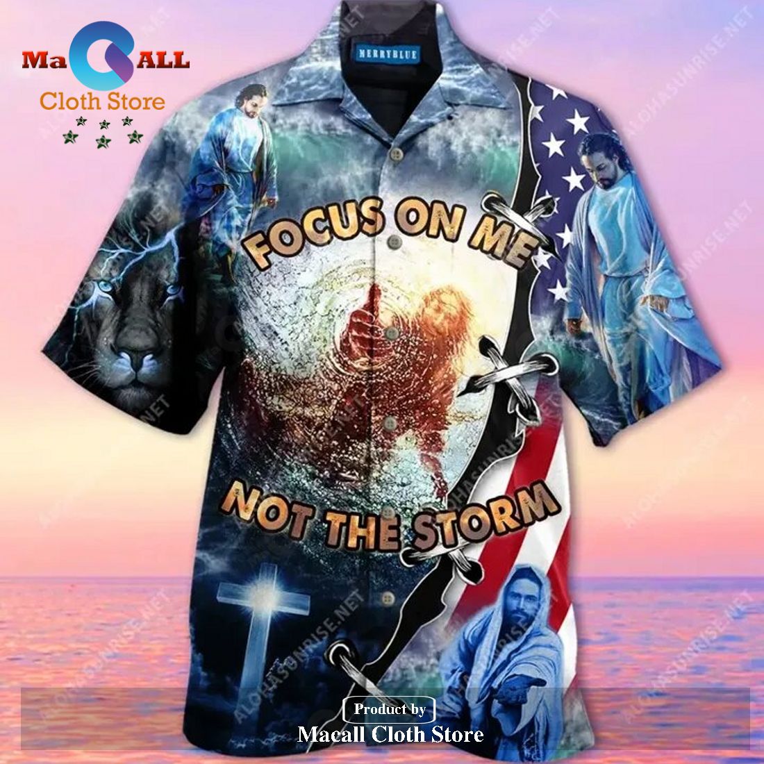 Jesus Hawaiian Shirt Focus On Me Not The Storm Blue Hawaii Aloha Shirt ...