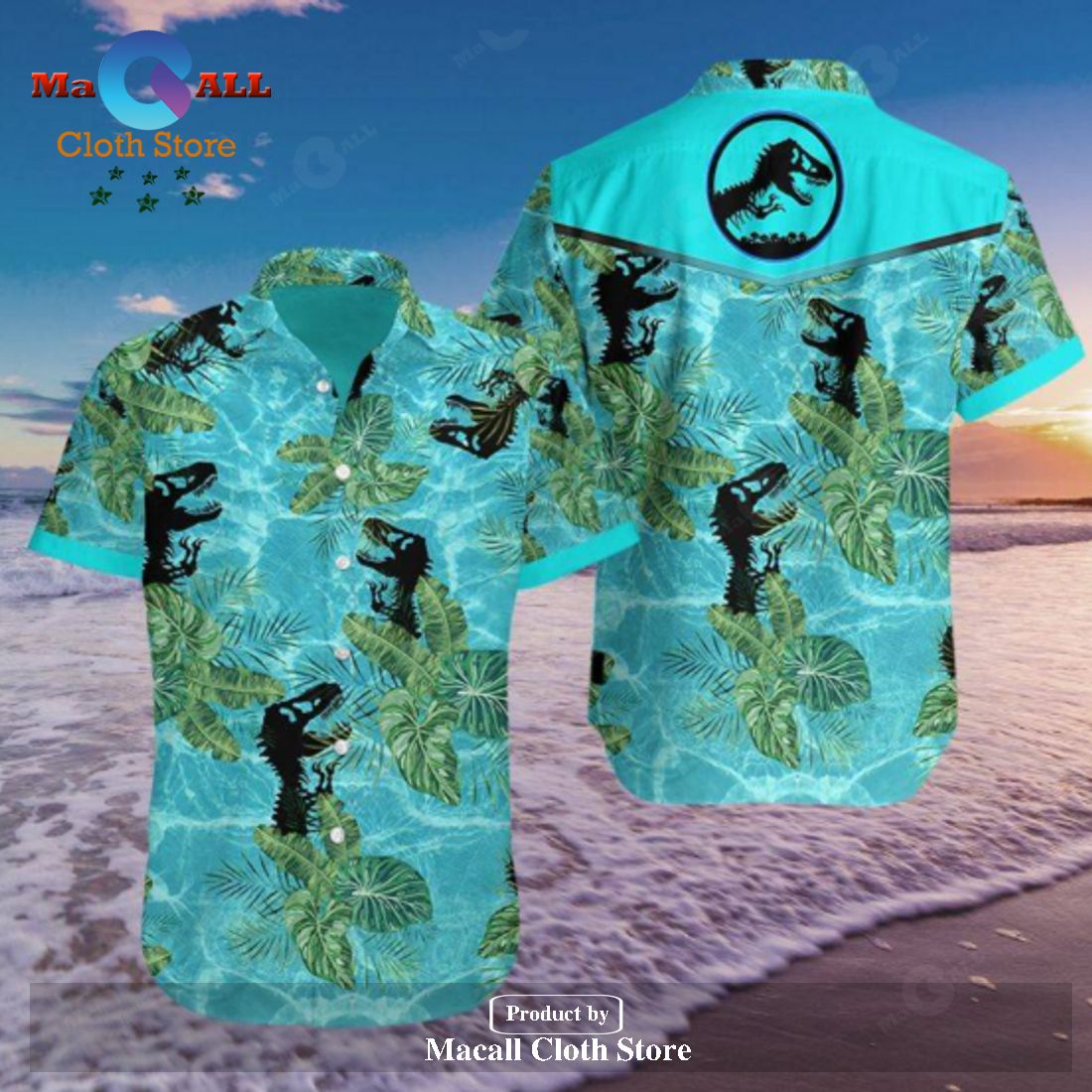 Jurassic Park Hawaiian Shirt Jurassic Park Symbol Palm Leaves Blue   Jurassic Park Hawaiian Shirt Jurassic Park Symbol Palm Leaves Blue Hawaiian Shirt 1 Ca9NA 