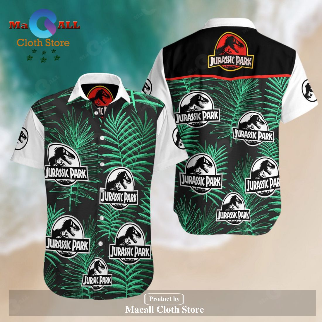 Jurassic Park Hawaiian Shirt Jurassic Park Symbol Palm Leaves Green   Jurassic Park Hawaiian Shirt Jurassic Park Symbol Palm Leaves Green 1 HIiQN 