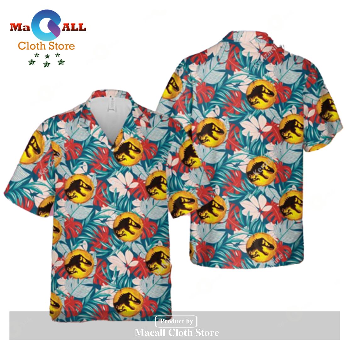 Jurassic Park Hawaiian Shirt Jurassic Park Symbol Tropical Flaura   Jurassic Park Hawaiian Shirt Jurassic Park Symbol Tropical Flaura Hawaiian 1 7H3vc 