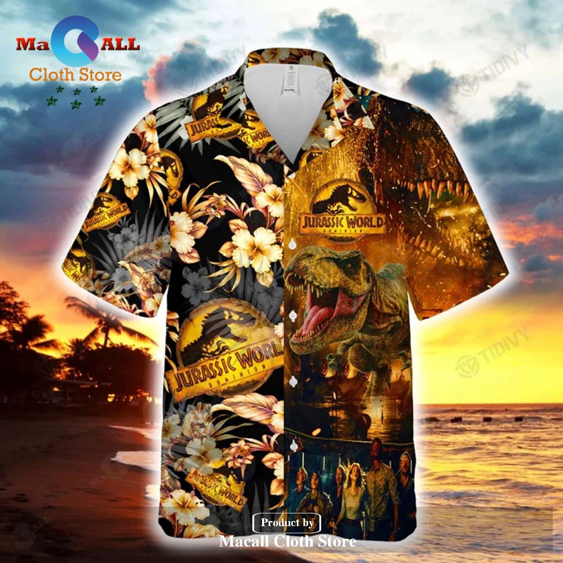 Jurassic Park Hawaiian Shirt Jurassic Park Tropical Summer Yellow ...