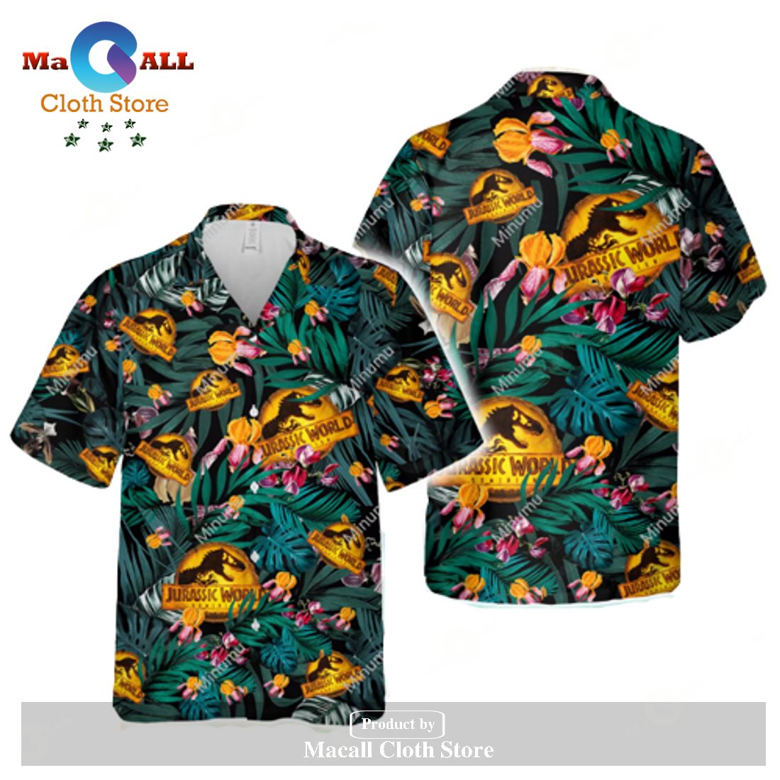 Jurassic Park Hawaiian Shirt Jurassic World Symbol Tropical Forest ...