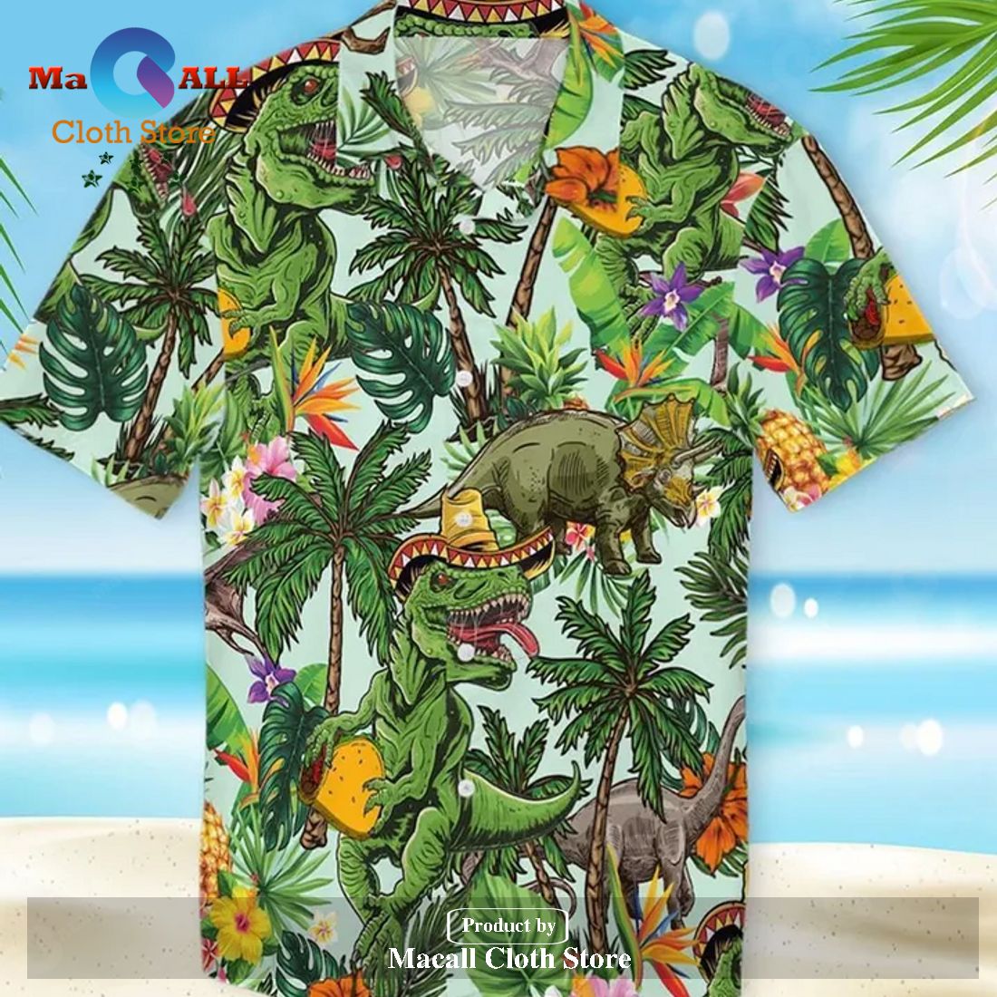 Jurassic Park Hawaiian Shirt T-rex With Taco Jurassic Dinosaur Hawaiian ...