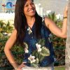 Kilauea Navy Fitted Women’s Hawaiian Shirt and Shorts