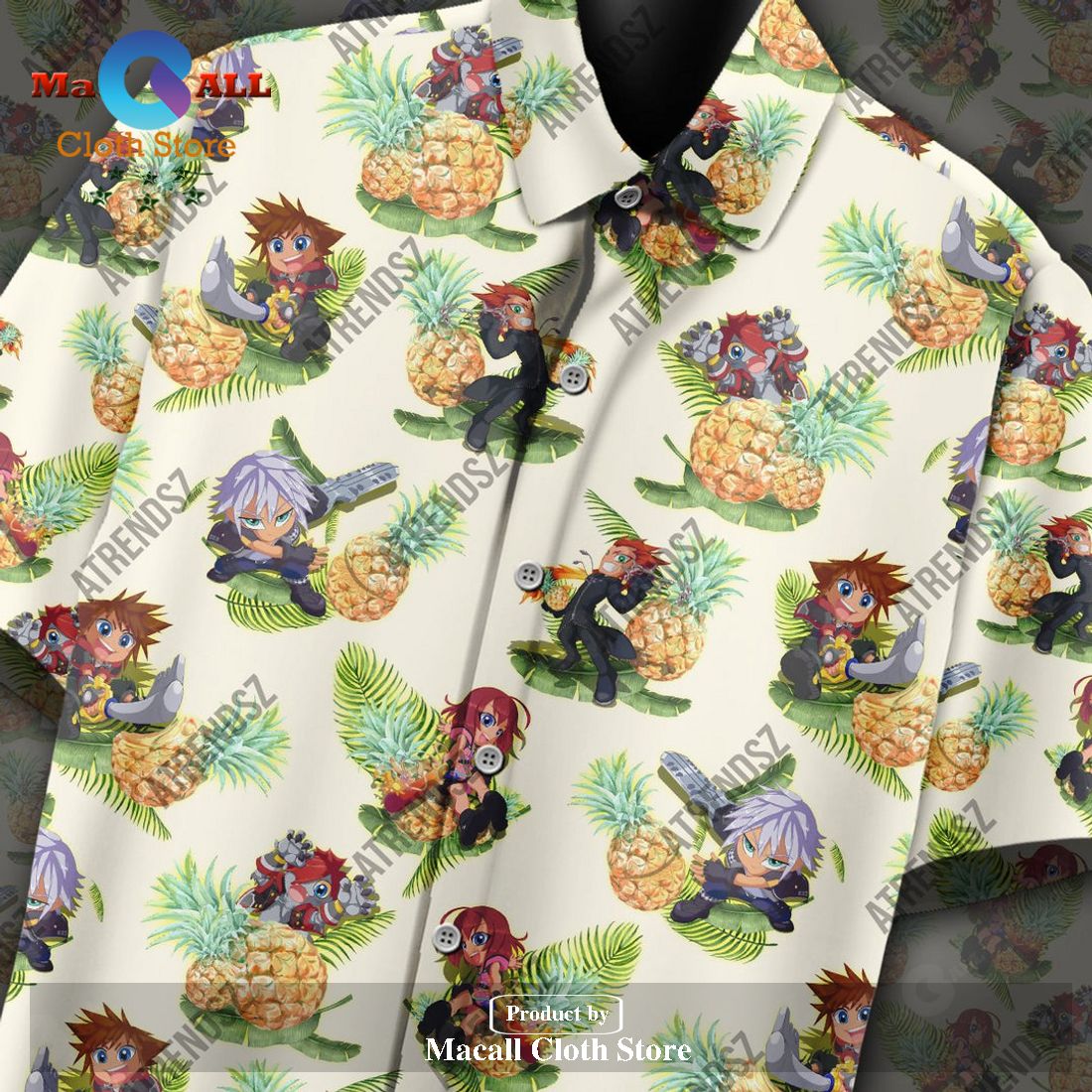 Kingdom Hearts Hawaiian Shirt Sora Riku Kairi Pineapple Pattern Hawaii Kingdom Hearts Hawaiian Shirt Sora Riku Kairi Pineapple Pattern Hawaii