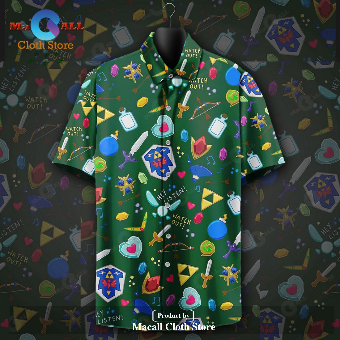 Legend Of Zelda Aloha Shirt Watch Out Listen Game Items Pattern Hawaiian Shirt Legend Of Zelda Aloha Shirt Watch Out Listen Game Items Pattern Hawaiian Shirt