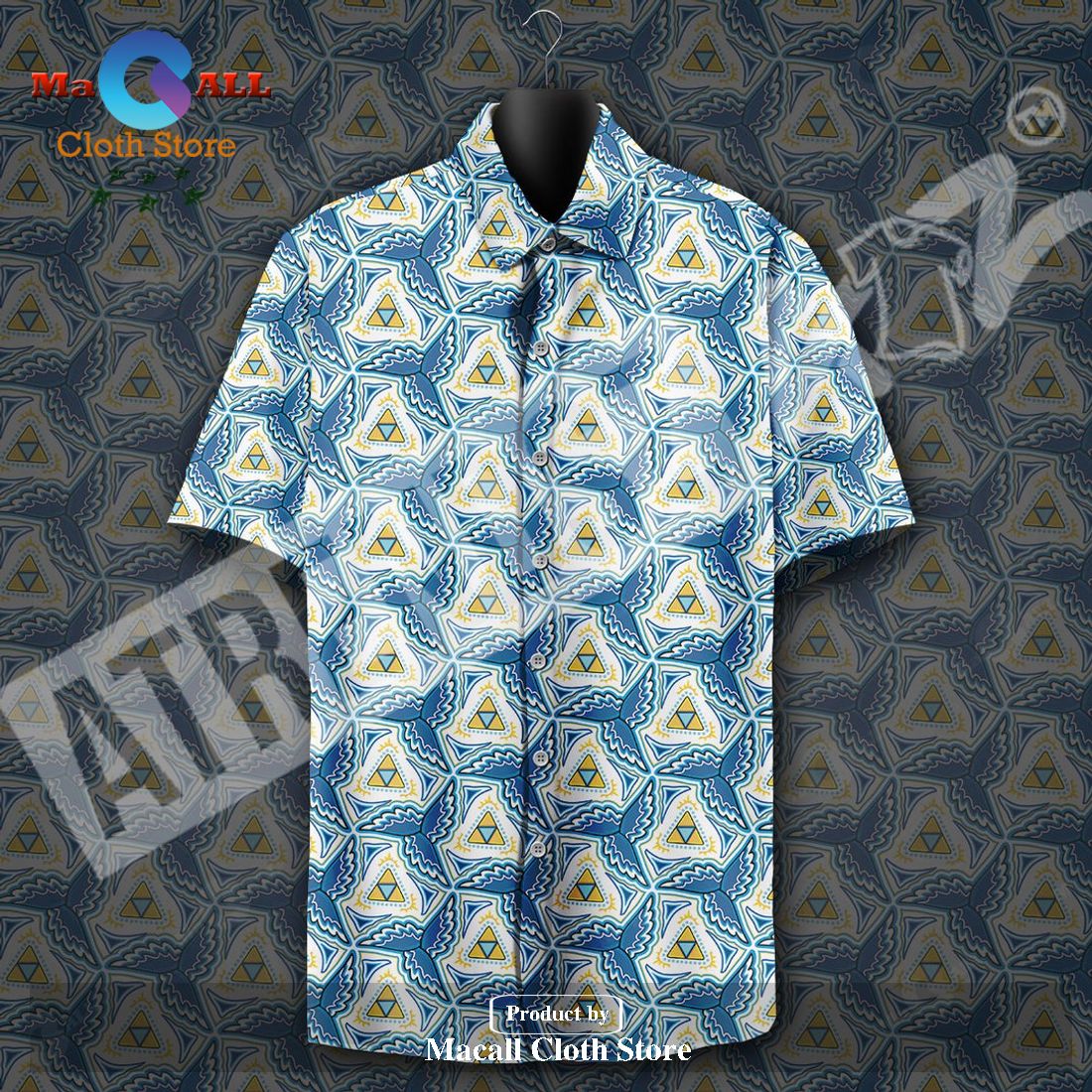 Legend Of Zelda Triforce Pattern Blue Legend Hawaiian Shirt Legend Of Zelda Triforce Pattern Blue Legend Hawaiian Shirt
