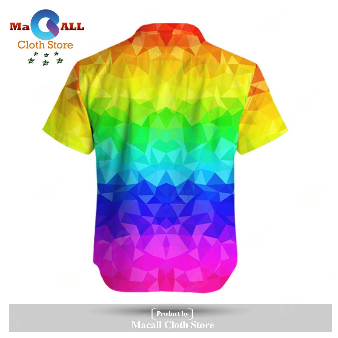 LGBT Pride Rainbow Polygonal American Flag Inside Hawaiian Shirt LGBT Pride Rainbow Polygonal American Flag Inside Hawaiian Shirt